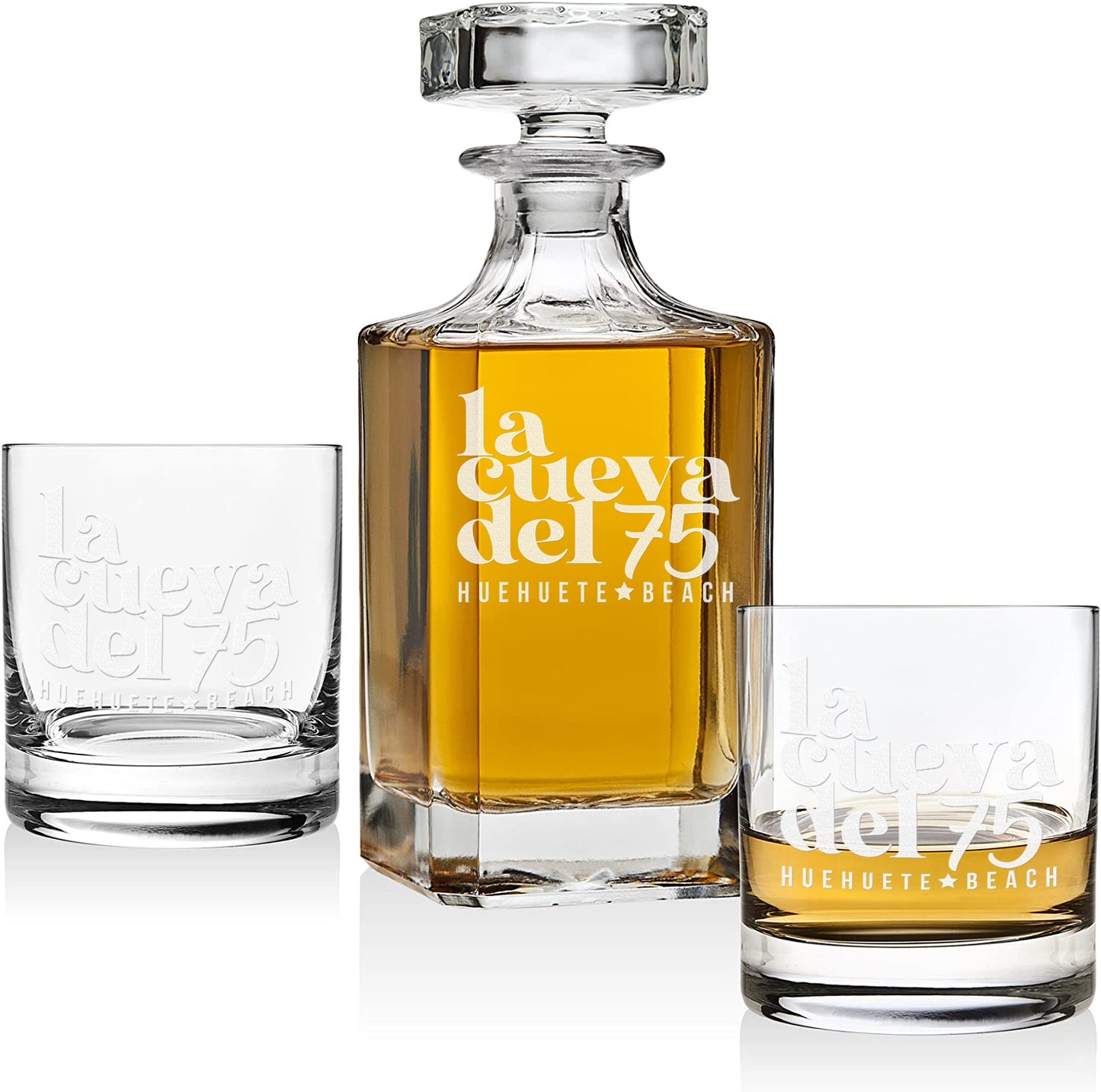 Whiskey Decanter set for Liquor Scotch Bourbon or Wine, Includes 2 Old Fashioned Whisky Glasses