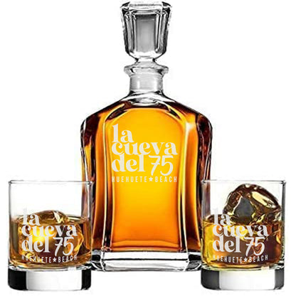 Personalized 3 piece Whiskey Decanter Set - Decanter and 2 Glasses Gift Set - Custom Engraved