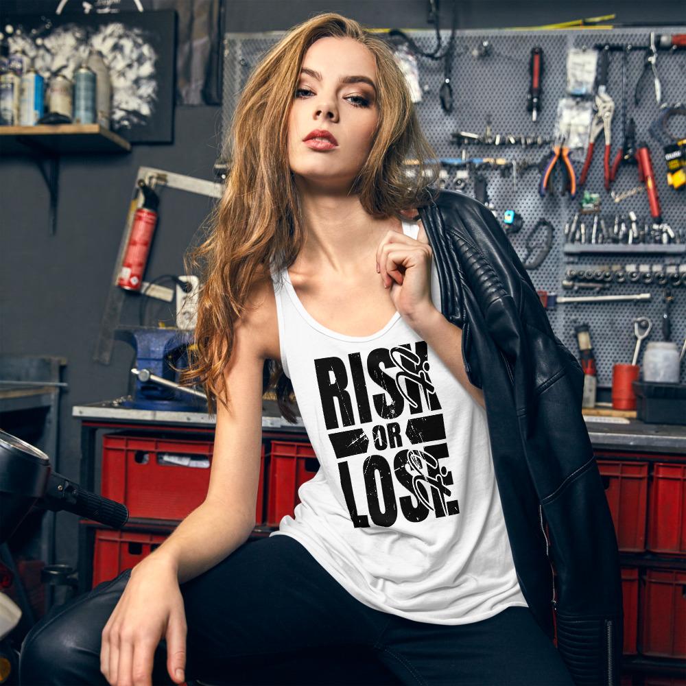 Risk it OR Lose it Women's Flowy Racerback Tank - MaxGrace Apparel