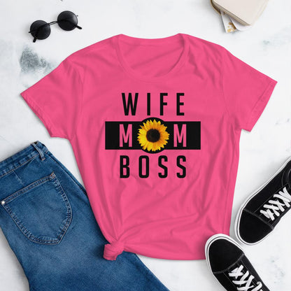 Wife Mom Boss Sunflower - Women's short sleeve t-shirt - MaxGrace Apparel