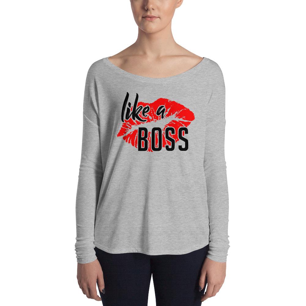 Like a Boss Lips - Ladies' Long Sleeve Tee - MaxGrace Apparel