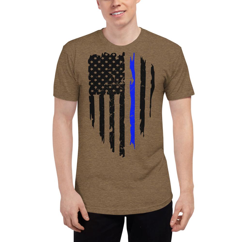 Blue Police Officer Unisex Tri-Blend Track Shirt - MaxGrace Apparel