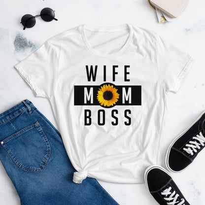 Wife Mom Boss Sunflower - Women's short sleeve t-shirt - MaxGrace Apparel