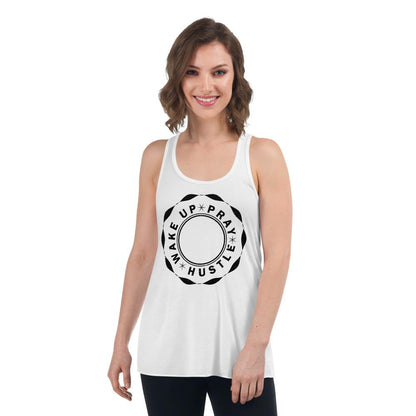 Wake up Pray Hustle Women's Flowy Racerback Tank - MaxGrace Apparel