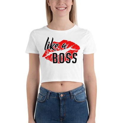 Like a Boss Lips - Women’s Crop Tee - MaxGrace Apparel