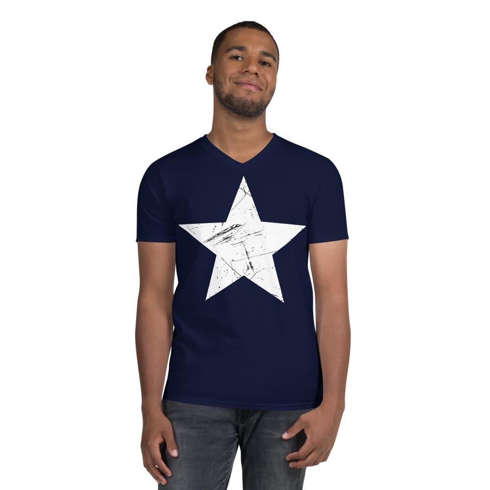 White Star with Scratches - V-Neck T-Shirt - MaxGrace Apparel