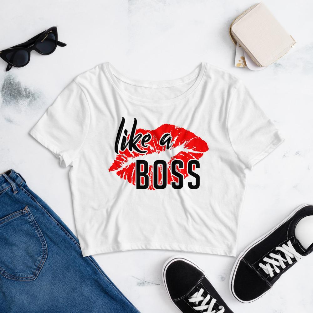 Like a Boss Lips - Women’s Crop Tee - MaxGrace Apparel