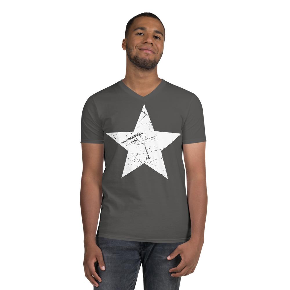 White Star with Scratches - V-Neck T-Shirt - MaxGrace Apparel