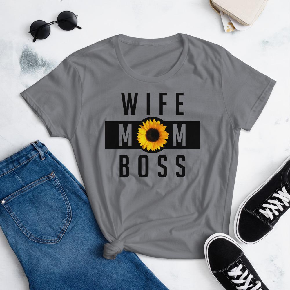 Wife Mom Boss Sunflower - Women's short sleeve t-shirt - MaxGrace Apparel