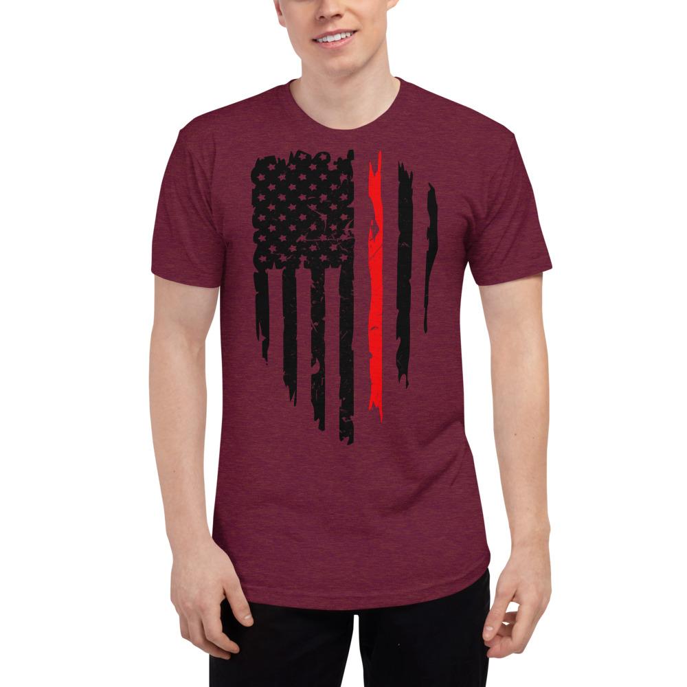 Red Firefighter Unisex Tri-Blend Track Shirt - MaxGrace Apparel