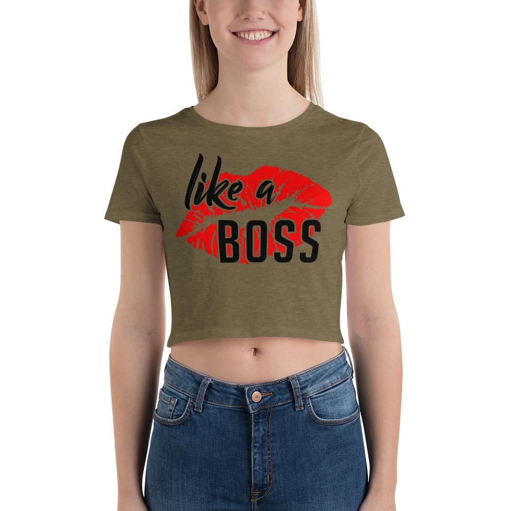 Like a Boss Lips - Women’s Crop Tee - MaxGrace Apparel