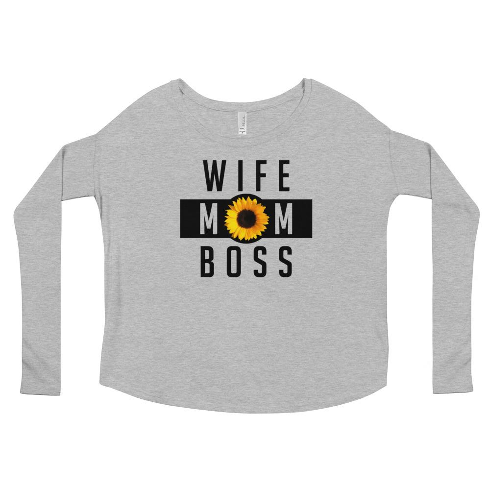 Wife Mom Boss Sunflower - Ladies' Long Sleeve Tee - MaxGrace Apparel