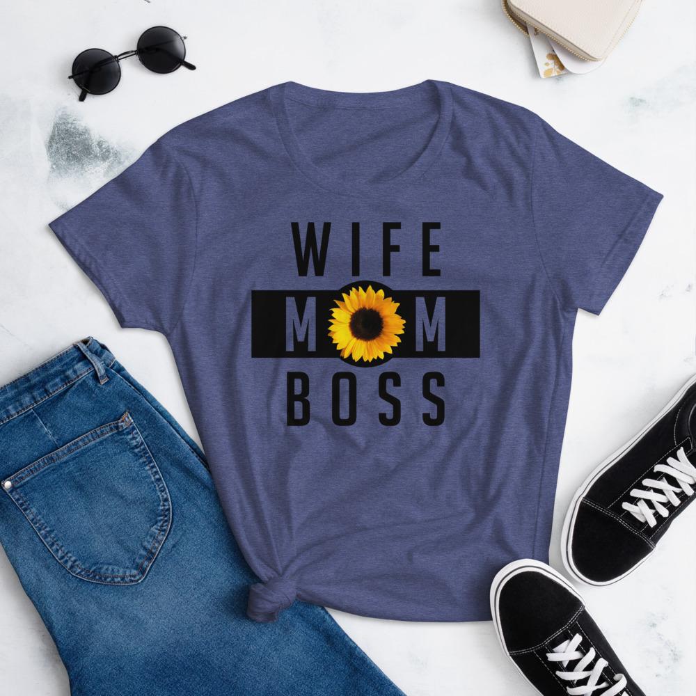 Wife Mom Boss Sunflower - Women's short sleeve t-shirt - MaxGrace Apparel