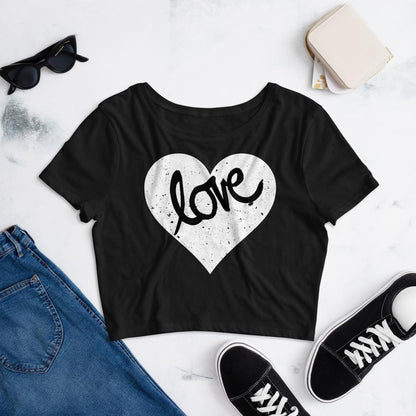 Heart Love Brush - Women’s Crop Tee - MaxGrace Apparel