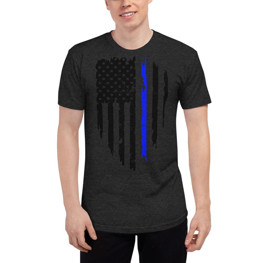 Blue Police Officer Unisex Tri-Blend Track Shirt - MaxGrace Apparel