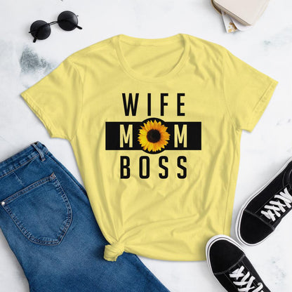 Wife Mom Boss Sunflower - Women's short sleeve t-shirt - MaxGrace Apparel