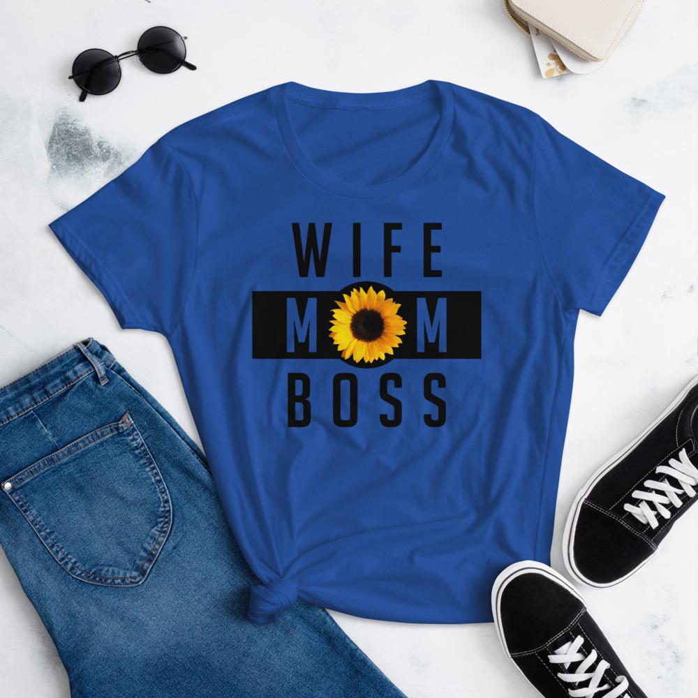 Wife Mom Boss Sunflower - Women's short sleeve t-shirt - MaxGrace Apparel