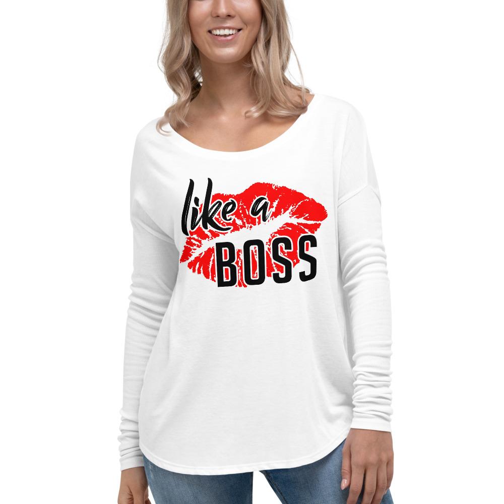 Like a Boss Lips - Ladies' Long Sleeve Tee - MaxGrace Apparel