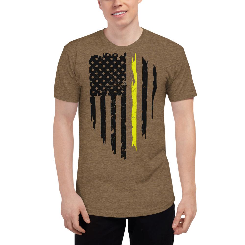 Yellow Dispatcher Unisex Tri-Blend Track Shirt - MaxGrace Apparel