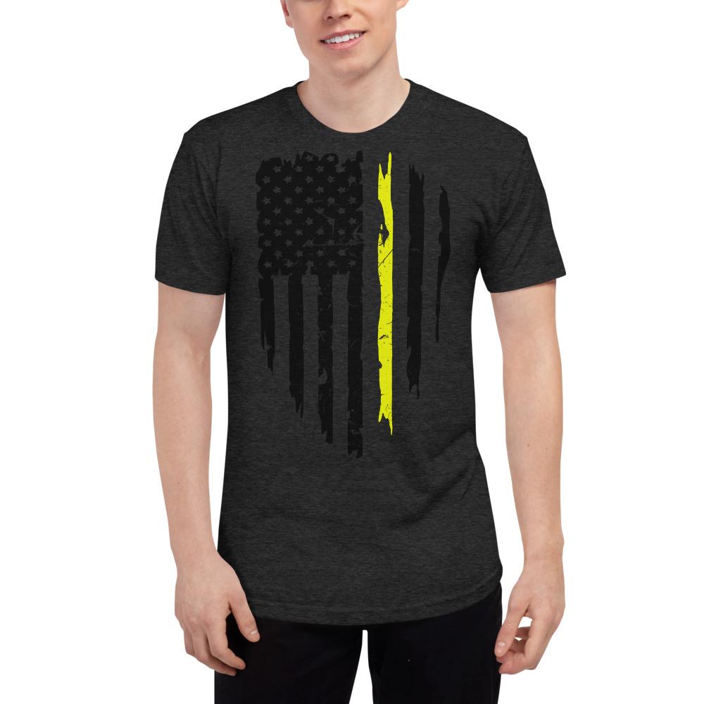 Yellow Dispatcher Unisex Tri-Blend Track Shirt - MaxGrace Apparel