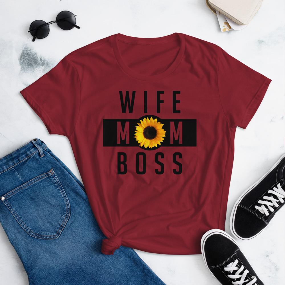 Wife Mom Boss Sunflower - Women's short sleeve t-shirt - MaxGrace Apparel