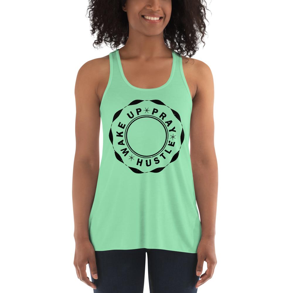 Wake up Pray Hustle Women's Flowy Racerback Tank - MaxGrace Apparel