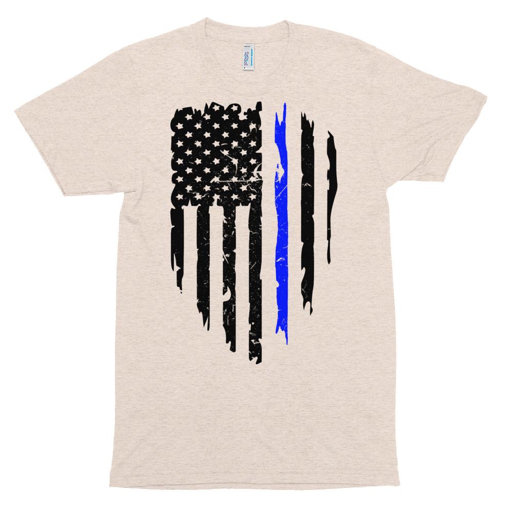 Blue Police Officer Unisex Tri-Blend Track Shirt - MaxGrace Apparel