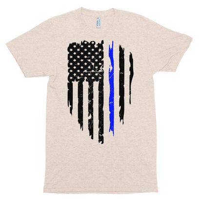 Blue Police Officer Unisex Tri-Blend Track Shirt - MaxGrace Apparel