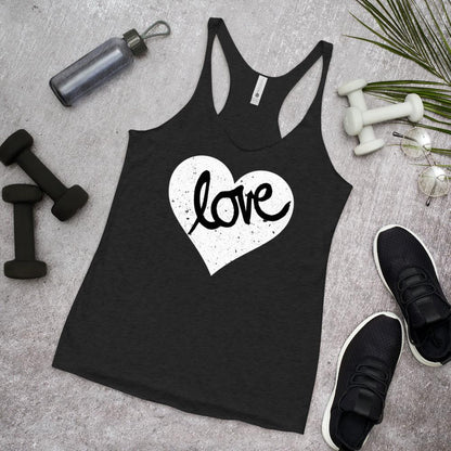 Heart Love - Women's Racerback Tank - MaxGrace Apparel