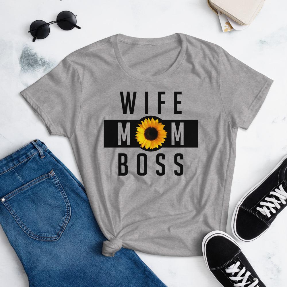 Wife Mom Boss Sunflower - Women's short sleeve t-shirt - MaxGrace Apparel