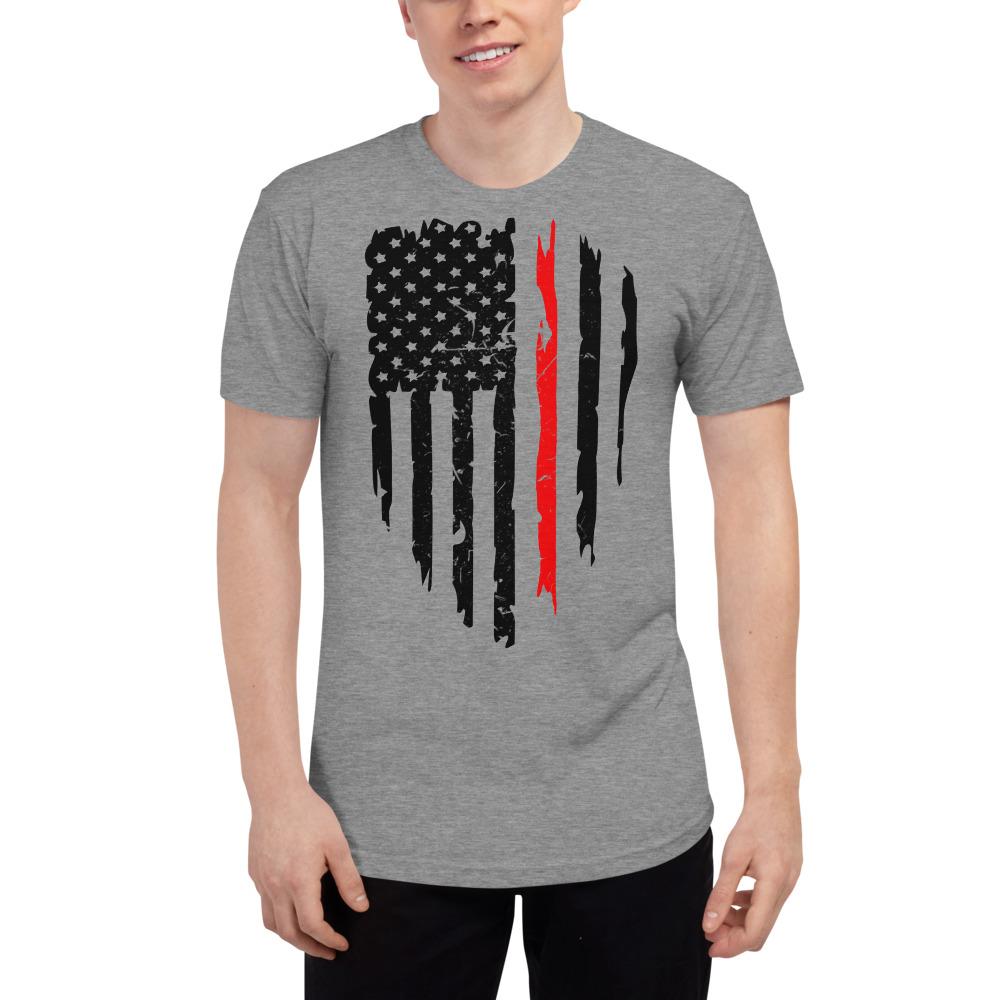 Red Firefighter Unisex Tri-Blend Track Shirt - MaxGrace Apparel