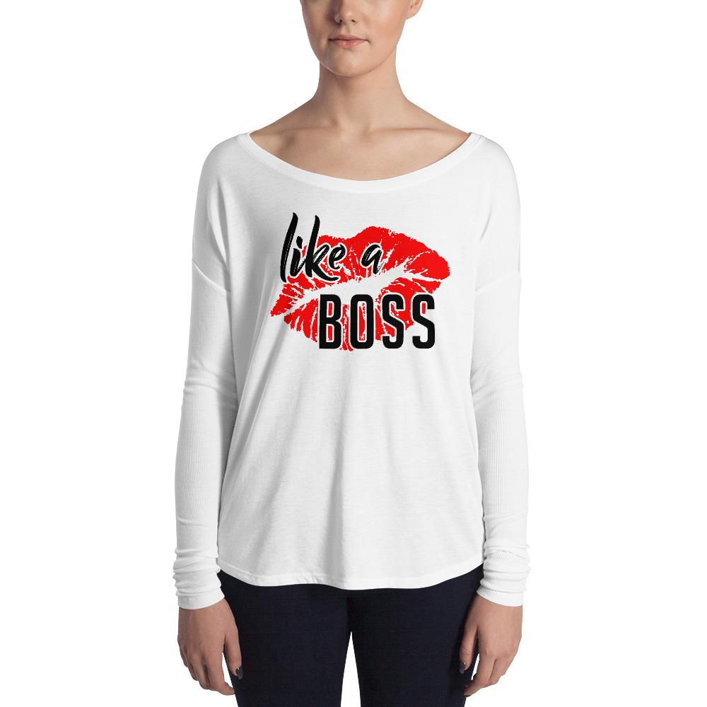 Like a Boss Lips - Ladies' Long Sleeve Tee - MaxGrace Apparel